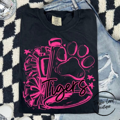 Sketchy Cheer Megaphone And Paw Print Customizable Shirt