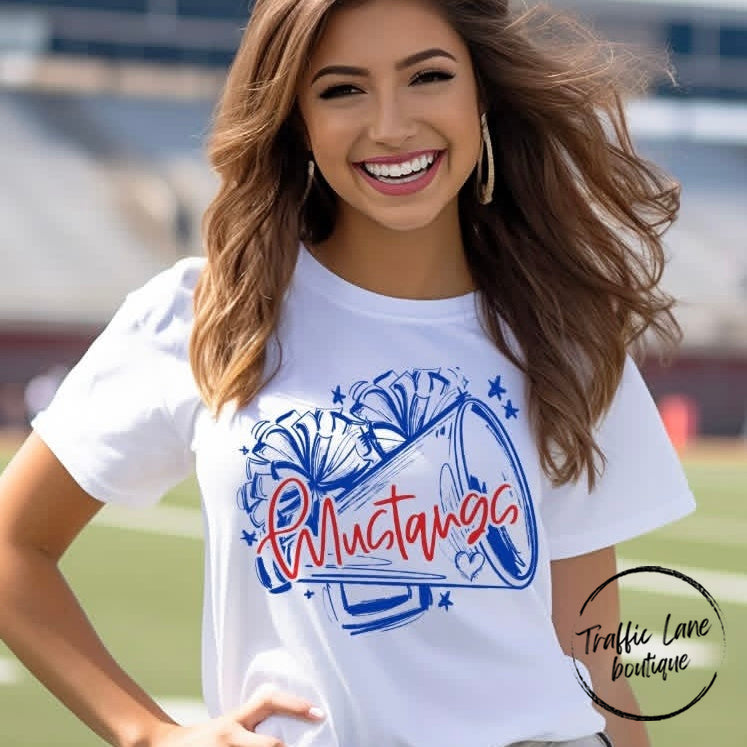 Sketchy Cheer Megaphone And Poms Customizable Shirt