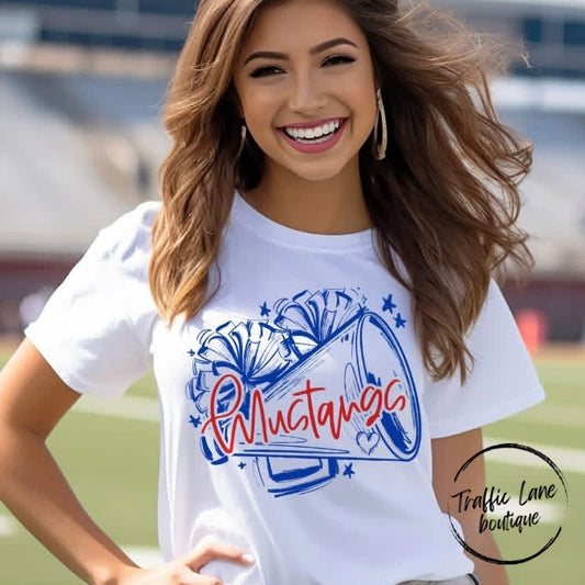 Sketchy Cheer Megaphone And Poms Customizable Shirt