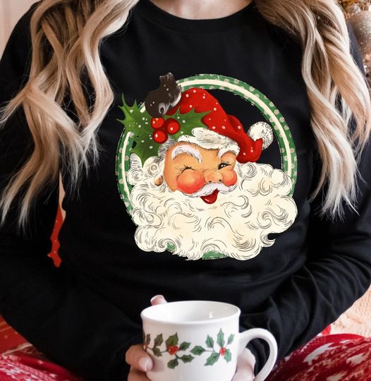 Vintage Santa with Holly & Sweet Blackbird Graphic Shirts