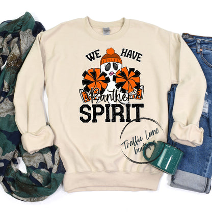 We Have Spirit Ghost Cheerleader Orange Panther