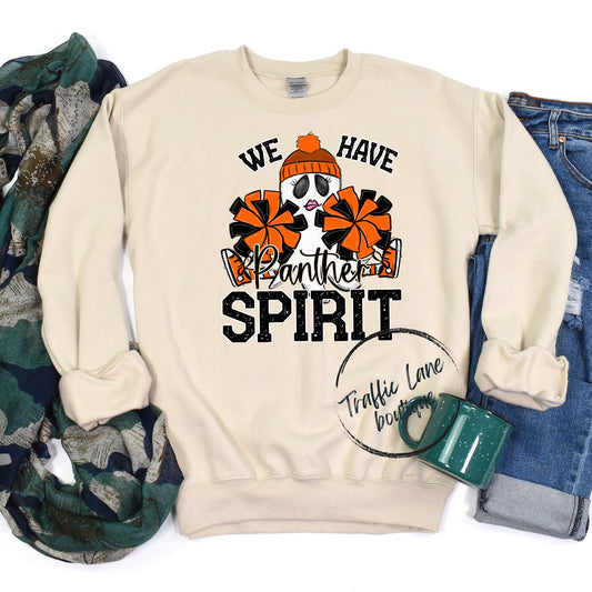 We Have Spirit Ghost Cheerleader Orange Panther