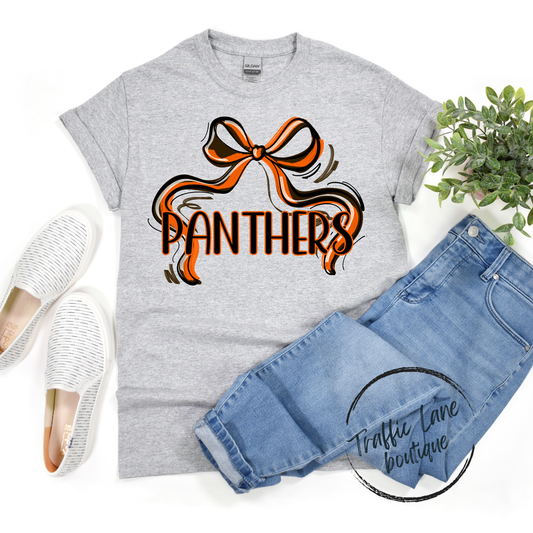 Panthers Orange Black Sports Bow Shirt