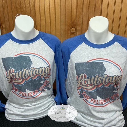 Retro Vintage louisiana print raglan tee