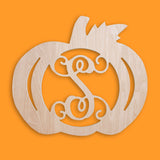 Unfinished wood pumpkin monogram