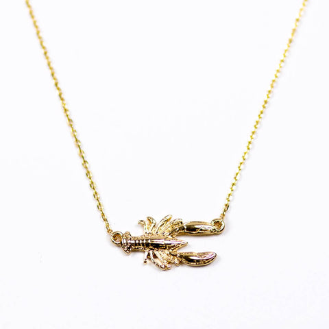16 inch gold tone crawfish necklace. 