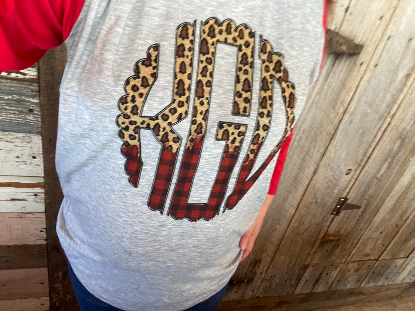 Christmas Monogram Raglan Tee