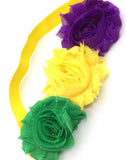 Mardi Gras fabric flower headband 