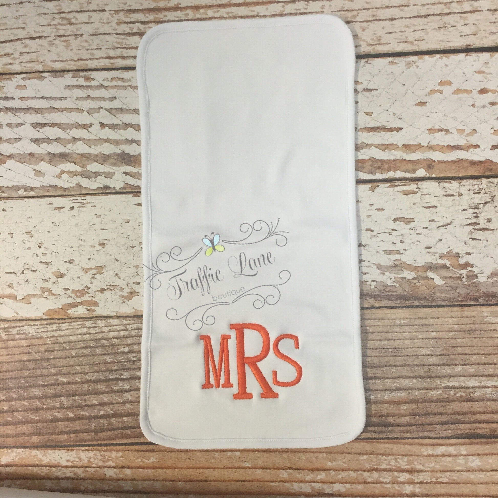Embroidered burp pad monogrammed