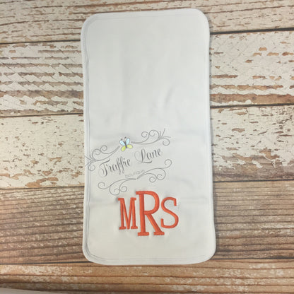 Embroidered burp pad monogrammed