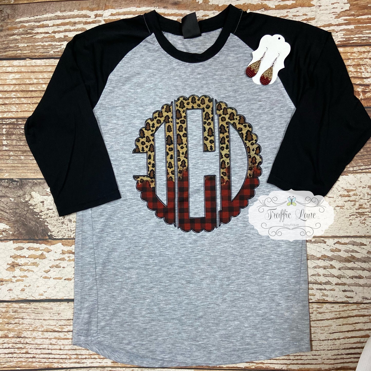 Christmas Monogram Raglan Tee