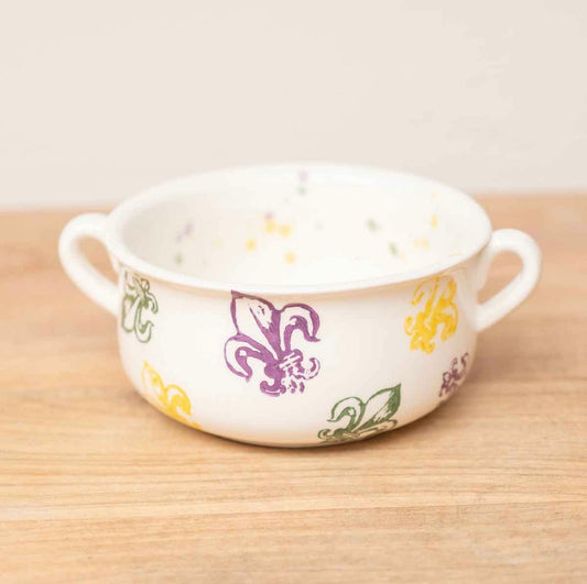 double handle fleur de lis bowl