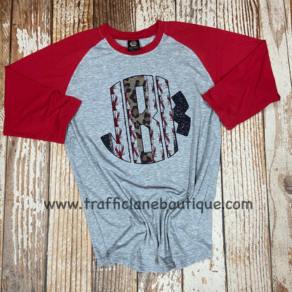 monogrammed crawfish raglan 