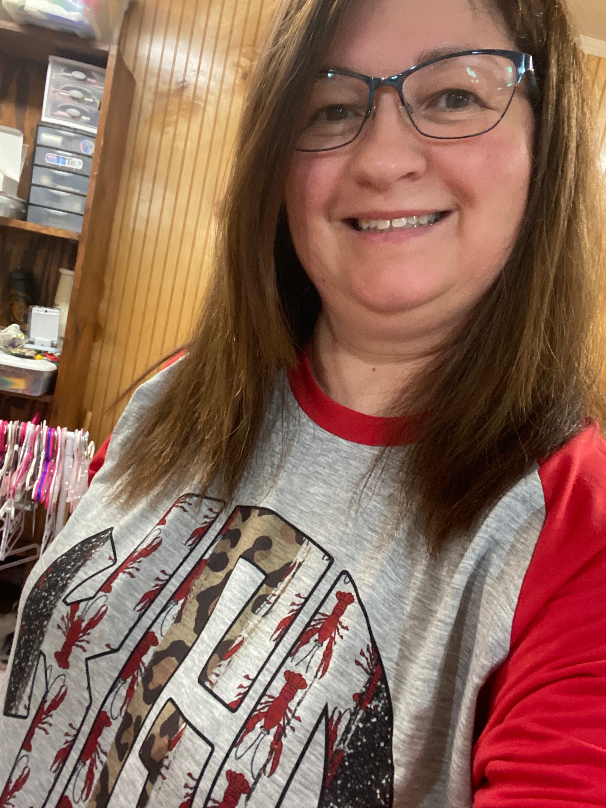 crawfish monogram raglan shirt