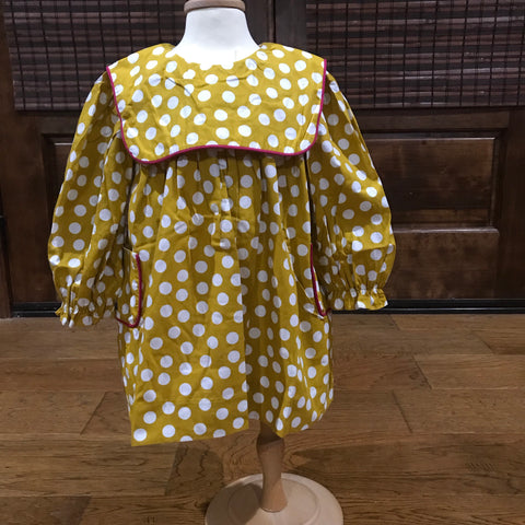 Mustard Dot Pocket Bib Dress