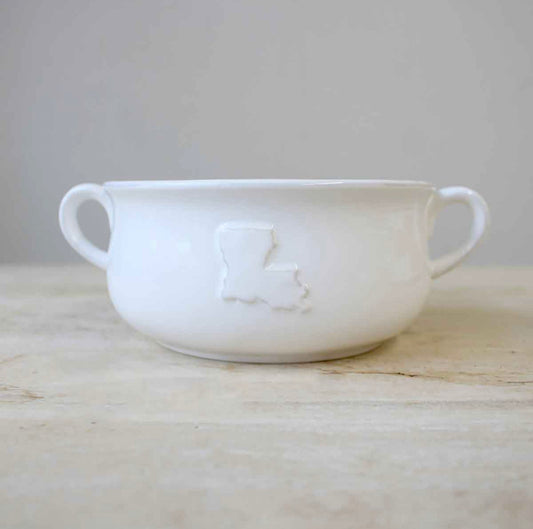 Double Handle Bowl, Embossed Louisiana
