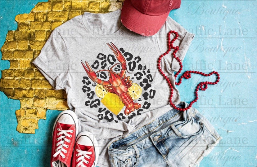 leopard crawfish cajun graphic tee