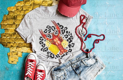 leopard crawfish cajun graphic tee