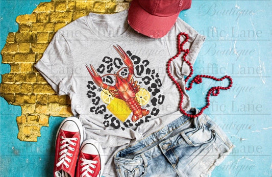 leopard crawfish cajun graphic tee