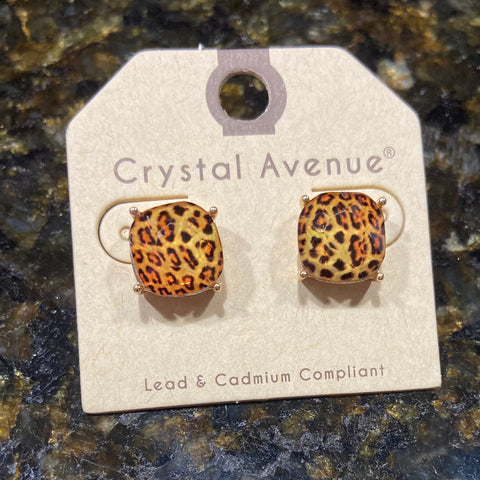 Brown Leopard AcrylicPost Earrings