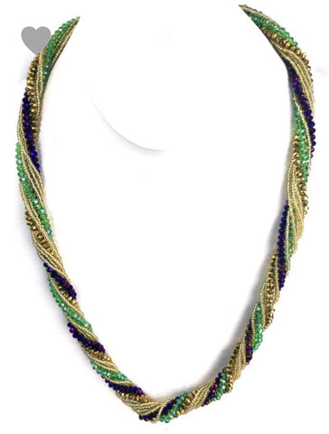 Mardi Gras Twist Bead Necklace 