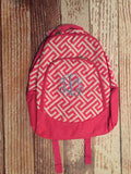 Pink Greek Key Backpack